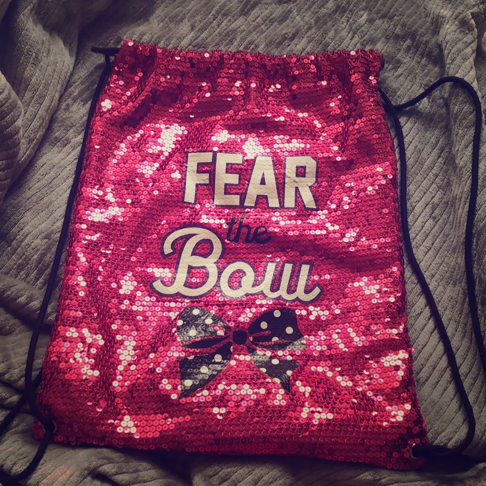 Pink sequins drawstring bag